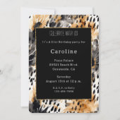 Weißer Schwarzer Leopard-Tier Geburtstag Einladung (Vorderseite)