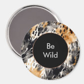 Weißer Schwarzer Leopard-Tier Geburtstag Magnet (Vorderseite/Rückseite)