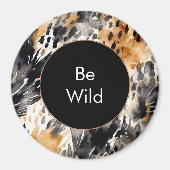 Weißer Schwarzer Leopard-Tier Geburtstag Magnet (Vorne)