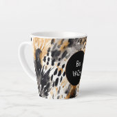 Weißer Schwarzer Leopard-Tier Geburtstag Milchtasse (Linke Ecke)