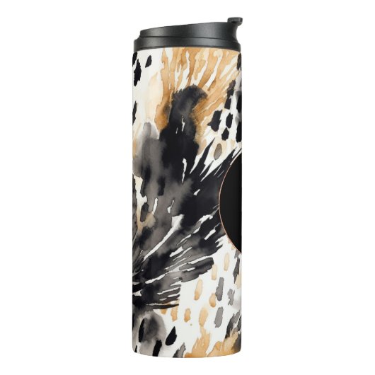 Weißer Schwarzer Leopard-Tier Geburtstag Thermosbecher (Nach links gedreht)