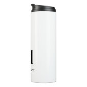 Weißer schwarzer Monogramm-Name modern minimalisti Thermosbecher (Nach rechts gedreht)