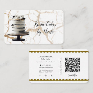 Weißer & Schwarzer Rustikaler Marmorkuchen Social  Visitenkarte