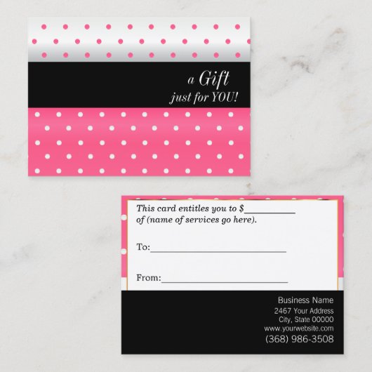 Weißer, schwarzer und rosa rabattkarte (Vorne/Hinten)