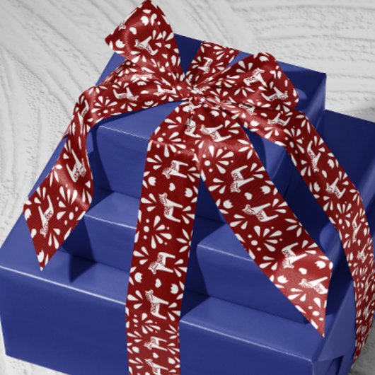 Weißer Schwedischer Dala Pferd Roter Urlaub Gesche Satinband