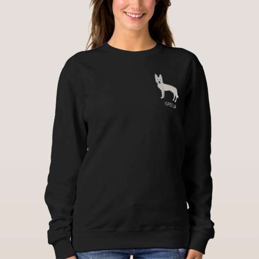 Weißer Schweizer Hirte GSD mit individuellem Text Sweatshirt (Vorderseite)