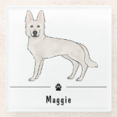 Weißer Schweizer Hirte GSD und Pager Individuelle Glasuntersetzer (Vorderseite)