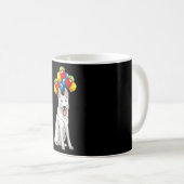 Weißer Schweizer Hirte mit Ballons-Geschenk Kaffeetasse (VorderseiteRechts)