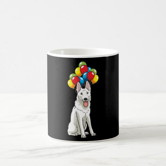 Weißer Schweizer Hirte mit Ballons-Geschenk Kaffeetasse (Mittel)