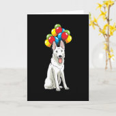 Weißer Schweizer Hirte mit Ballons-Geschenk Karte (Gelbe Blume)