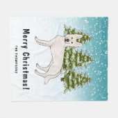 Weißer Schweizer Hirte Weißer GSD Dog Winterwald Fleecedecke (Vorderseite (Horizontal))