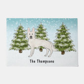 Weißer Schweizer Hirte Weißer GSD Dog Winterwald Fußmatte (Vorderseite)