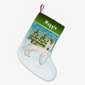 Weißer Schweizer Hirte Weißer GSD Dog Winterwald Kleiner Weihnachtsstrumpf (Vorderansicht (hängend))