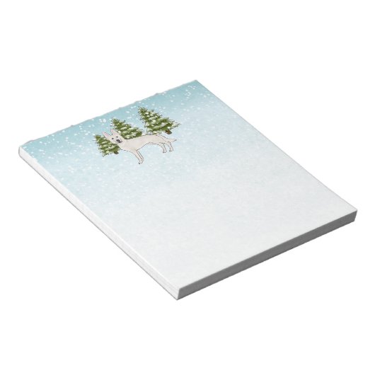 Weißer Schweizer Hirte Weißer GSD Dog Winterwald Notizblock (angewinkelt)