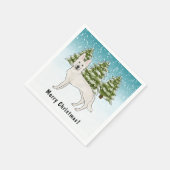 Weißer Schweizer Hirte Weißer GSD Dog Winterwald Serviette (Ecke)