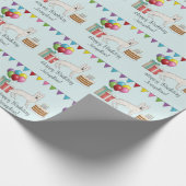 Weißer Schweizer Schäferhund GSD Buntes Happy Birt Geschenkpapier (Ecke)