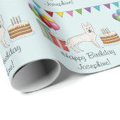 Weißer Schweizer Schäferhund GSD Buntes Happy Birt Geschenkpapier (Rolleneckpunkt)