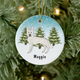 Weisser Schweizer Schäferhund Weißer Deutscher Sch Keramik Ornament