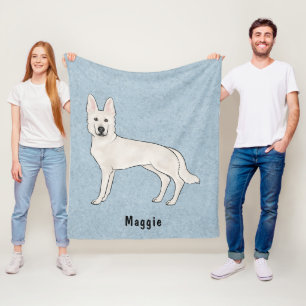 Weisser Schweizer Schäferhund Weißer GSD Cartoon-H Fleecedecke