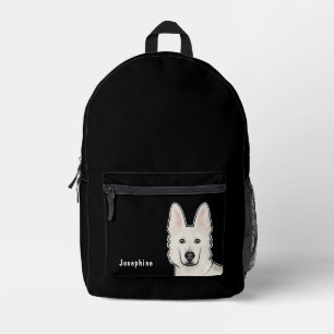 Weisser Schweizer Schäferhund Weißer GSD Kopf und Bedruckter Rucksack