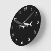 Weißer Schwertfisch Runde Wanduhr (Winkel)