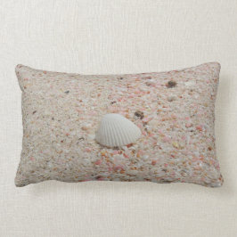 Weißer Seashell und rosa Sand-Strand-Kissen Lendenkissen