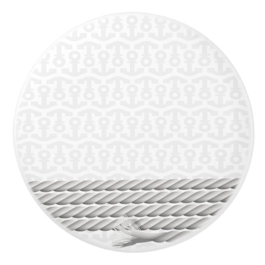 Weißer Seeanker-Entwurf mit Seil Keramikknauf (Vorderseite)