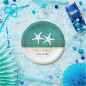 Weißer Seestern auf aquamariner Strandhochzeit Pappteller (Party)