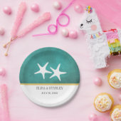 Weißer Seestern auf aquamariner Strandhochzeit Pappteller (Party)