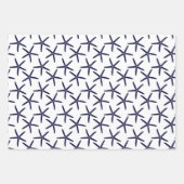 Weißer Seestern auf marinebasischem Hintergrund Geschenkpapier Set (Vorderseite 2)