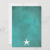 Weißer Seestern beim aquamarinen Hochzeitsessen Pr Einladung (Rückseite)