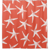 Weißer Seestern und Korallenrosa Duschvorhang (Vorderseite)