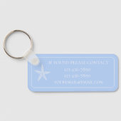 Weißer Seesterne an der Küste auf blauem Personali Schlüsselanhänger (Rückseite)