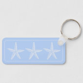 Weißer Seesterne an der Küste auf blauem Personali Schlüsselanhänger (Vorderseite)