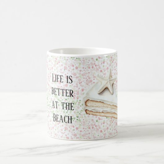 Weißer Seesternkuchen Rosa Grüne Konfetti Kaffeetasse (Mittel)