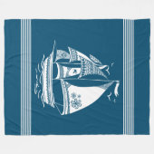 Weißer Segel-Tribal-Ilimatrat Fleecedecke (Vorderseite (Horizontal))