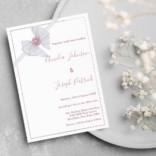 Weißer Seidenbogen Rosa Blume Hochzeit Einladung