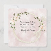 Weißer Seil mit Hydrangea-Bouquets Save The Date (Vorderseite)