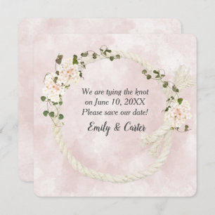 Weißer Seil mit Hydrangea-Bouquets Save The Date