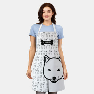 Weißer Shiba Inu Süßer Cartoon-Hund & Name Schürze