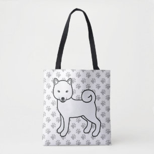 Weißer Shiba Inu Süßer Cartoon-Hund & Pfoten Tasche