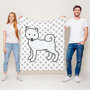Weißer Shiba Inu Süßer Cartoon-Hund und Pfoten Fleecedecke