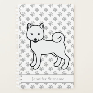Weißer Shiba Inu Süßer Hund Und Pfoten & Text Planer