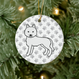 Weißer Siberian Husky Süßer Cartoon-Hund Keramik Ornament