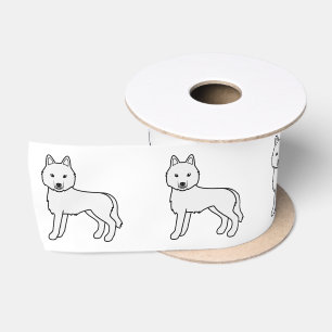 Weißer Siberian Husky Süßer Cartoon-Hund Satinband