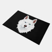 Weißer Siberischer Husky-Hund - Weißer Schneehund Fußmatte (Schrägansicht)
