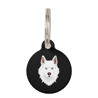 Weißer Siberischer Husky-Kanal - Weißer Schneehund Haustiermarke
