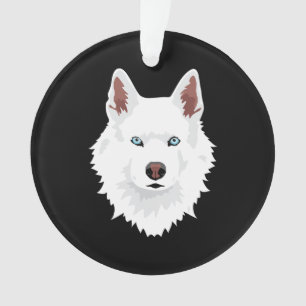 Weißer Siberischer Husky-Kanal - Weißer Schneehund Ornament