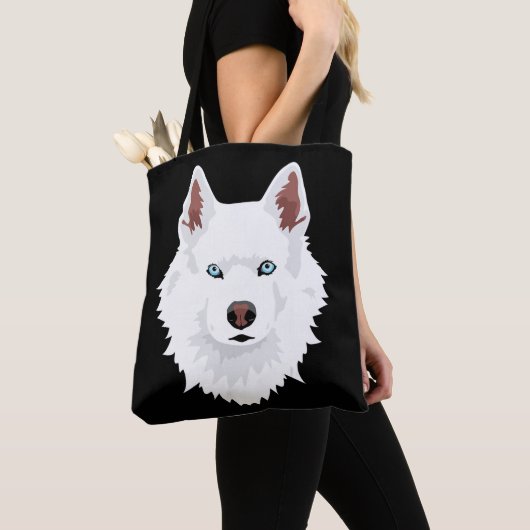 Weißer Siberischer Husky-Kanal - Weißer Schneehund Tasche (Von Nahem)