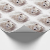 WEISSER SIBIRISCHER SCHLITTENHUND GESCHENKPAPIER (Ecke)